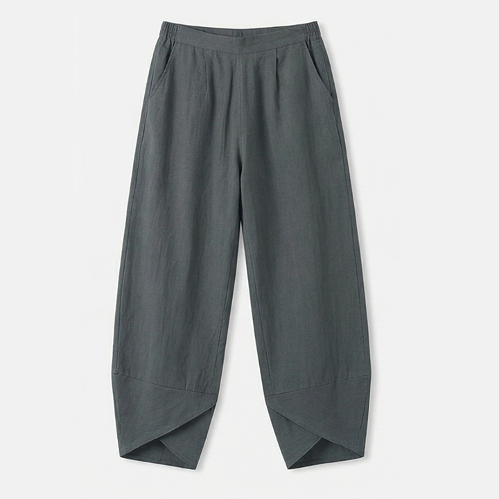 Brezia™ – Asymmetric Linen Blend Cropped Pants