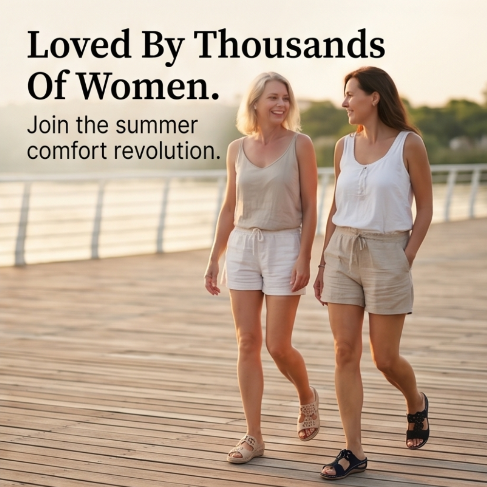 BreezeWalk™ – Cushioned Floral Wedge Sandals