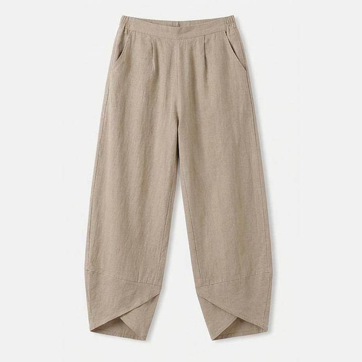 Brezia™ – Asymmetric Linen Blend Cropped Pants