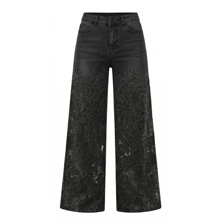 Laceveil™ – Floral Lace Patchwork Wide Leg Jeans