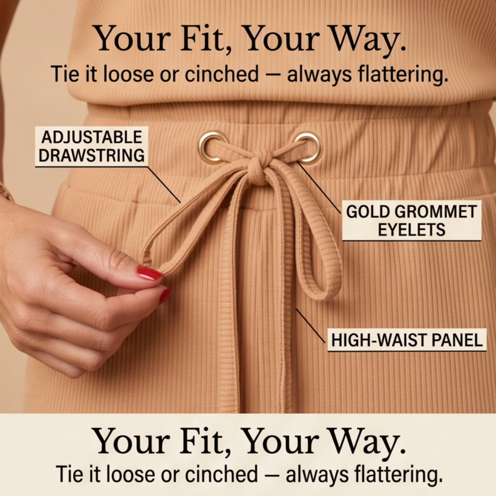 Saviya™ – Ribbed V-Neck Top and Midi Skirt Set