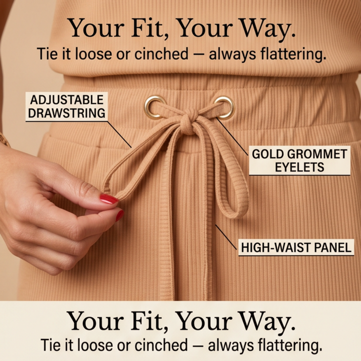 Saviya™ – Ribbed V-Neck Top and Midi Skirt Set