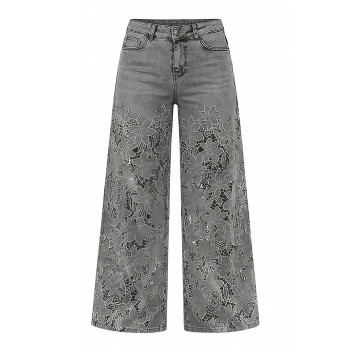 Laceveil™ – Floral Lace Patchwork Wide Leg Jeans
