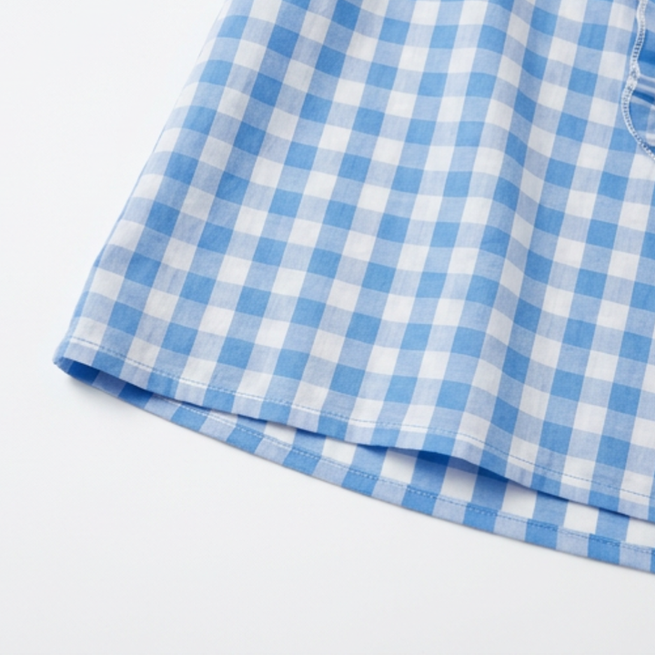 Brindle™ Puff Sleeve Gingham Top with Ruffle Placket