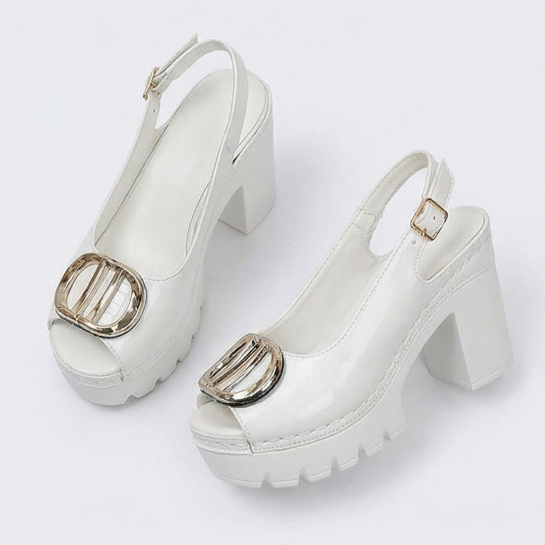 Floressa™ – Statement Buckle Platform Heeled Sandals