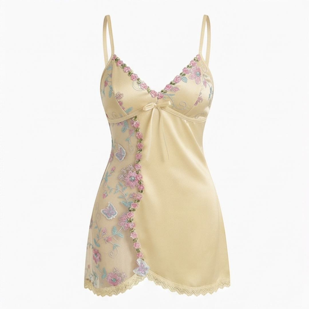 Floressa™ – Embroidered Satin Nightdress