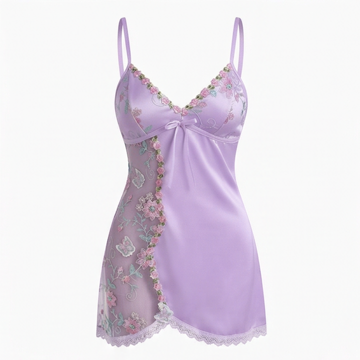Floressa™ – Embroidered Satin Nightdress