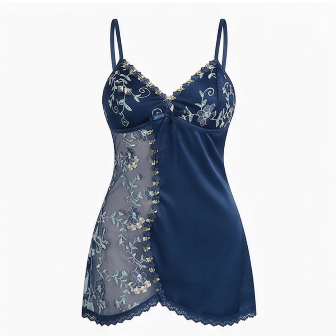 Floressa™ – Embroidered Satin Nightdress