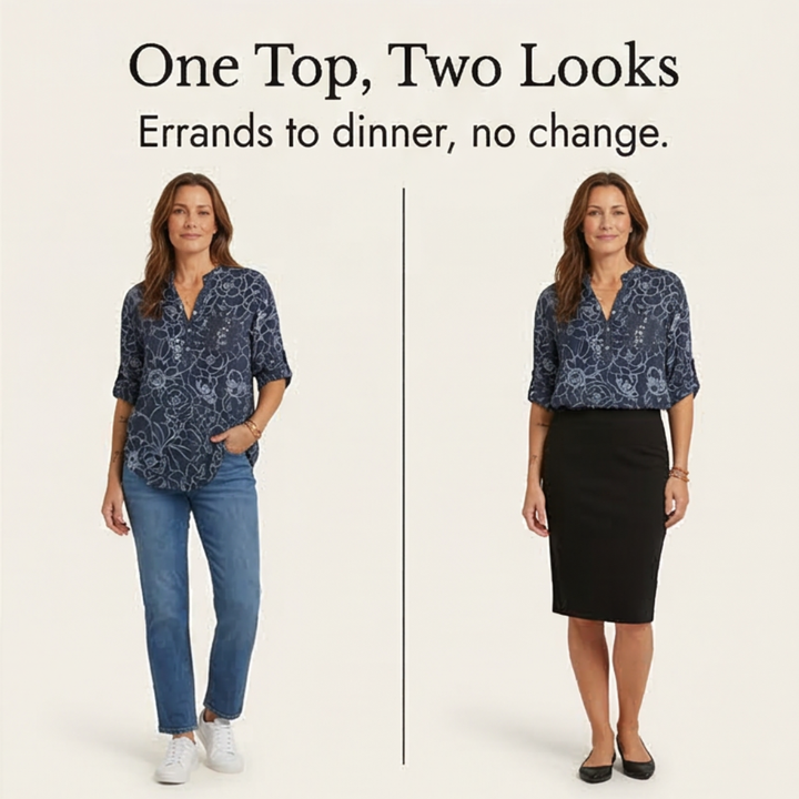 Florenne™ – Sequin Pocket Floral Blouse