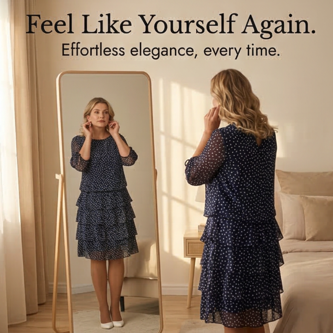 Florenne™ – Layered Chiffon Polka Dot Dress