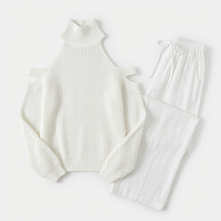 Alessia™ – Cold-Shoulder Knit & Wide-Leg Set