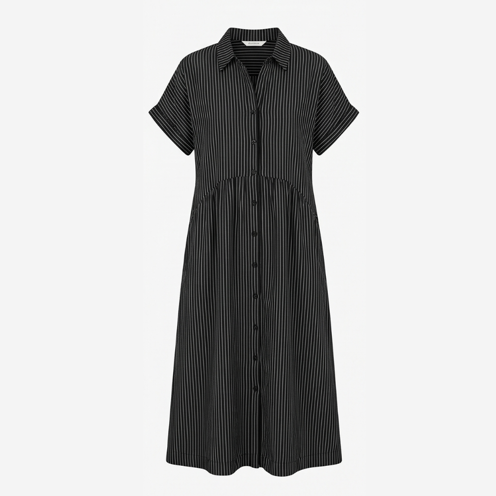 Elira™ – Airy Striped Midi Shirt Dress