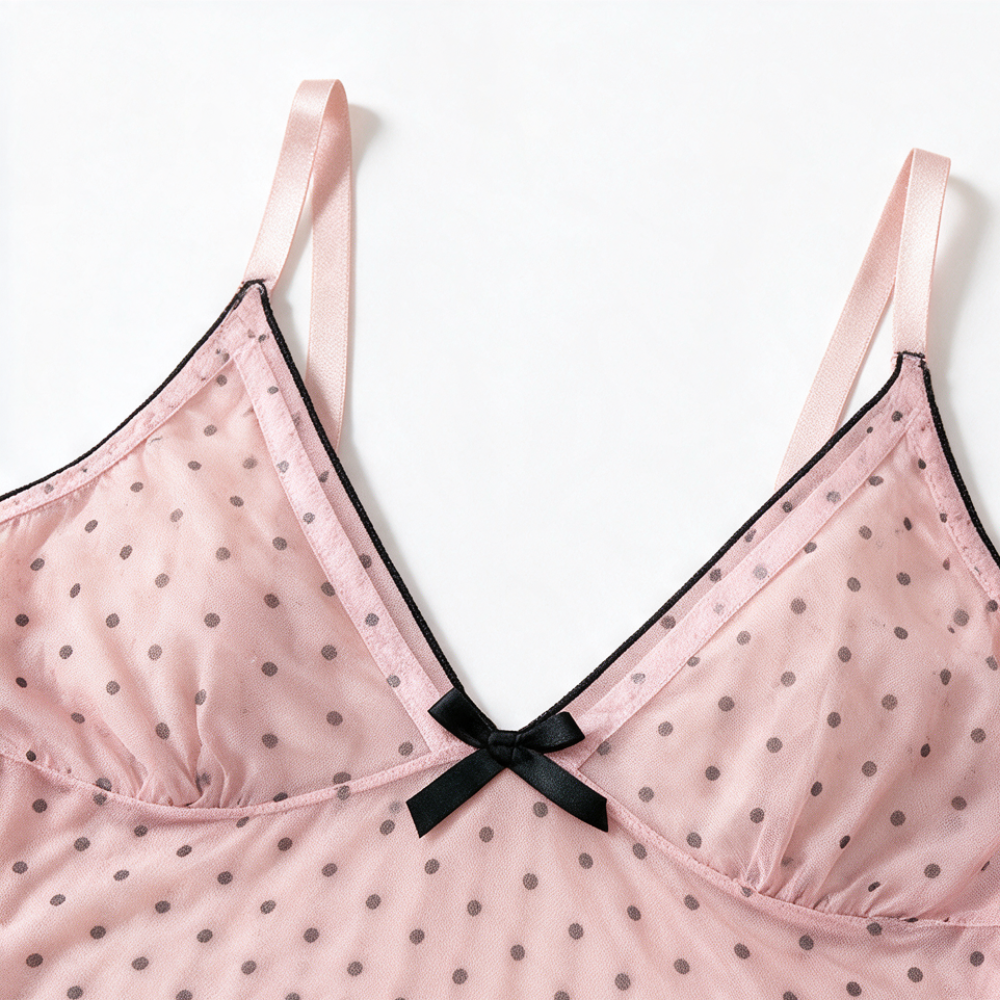 Dottessa – Polka Dot Sheer Suspender Nightdress Set