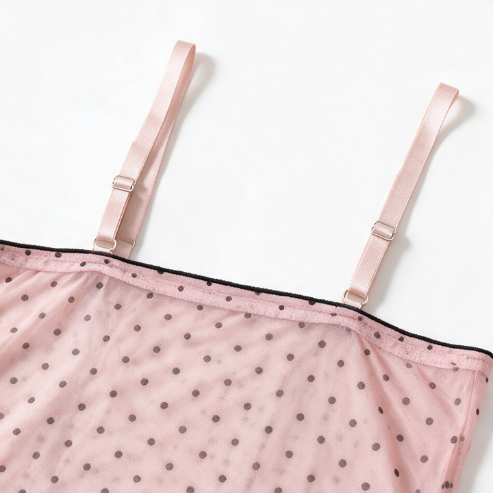 Dottessa – Polka Dot Sheer Suspender Nightdress Set