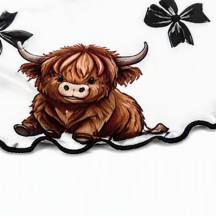Duskwear – Highland Cow Print Ruffle Cami And Shorts Set