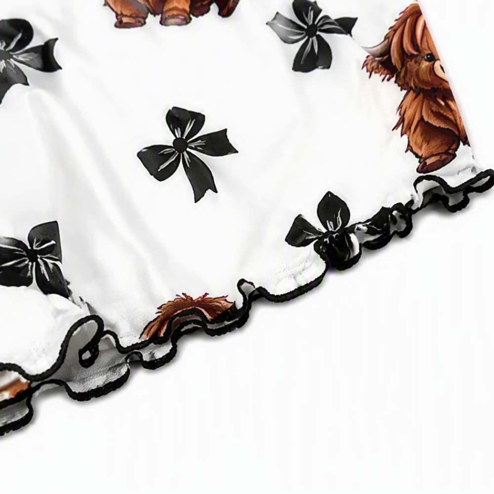 Duskwear – Highland Cow Print Ruffle Cami And Shorts Set