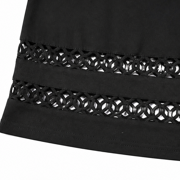 Vellora – Geometric Eyelet-Hem V-Neck Sleeveless Dress