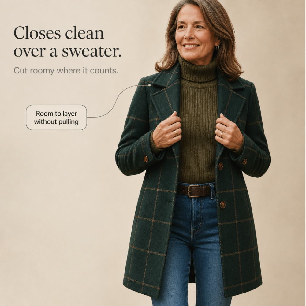 Wearbella – Plaid Two-Button Oversized Wool-Look Coat