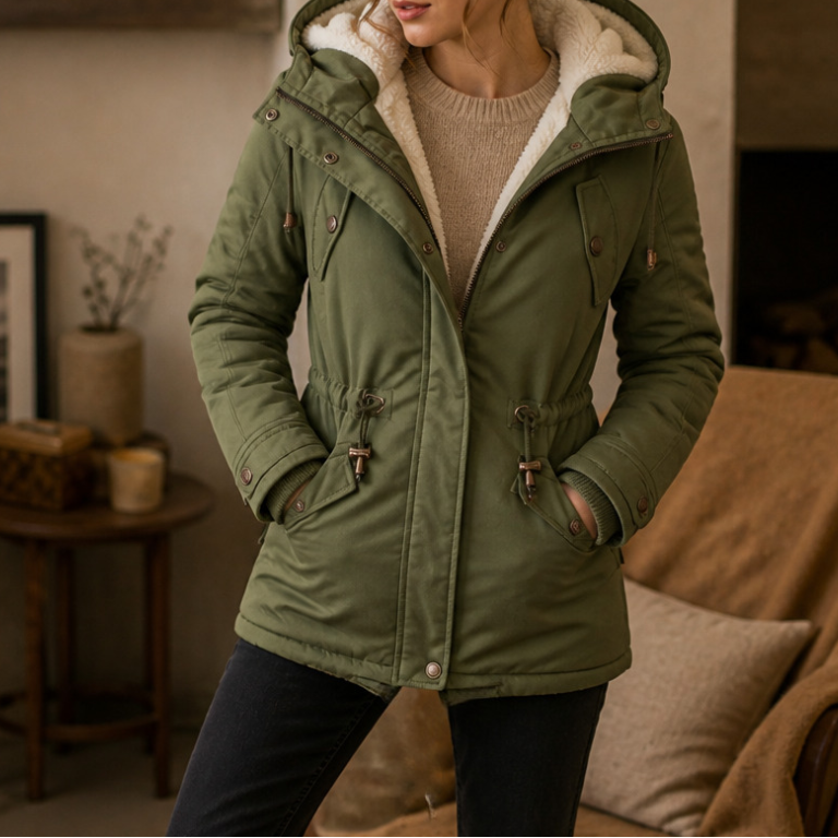 Warmbella – Fleece-Lined Waist-Defining Padded Parka