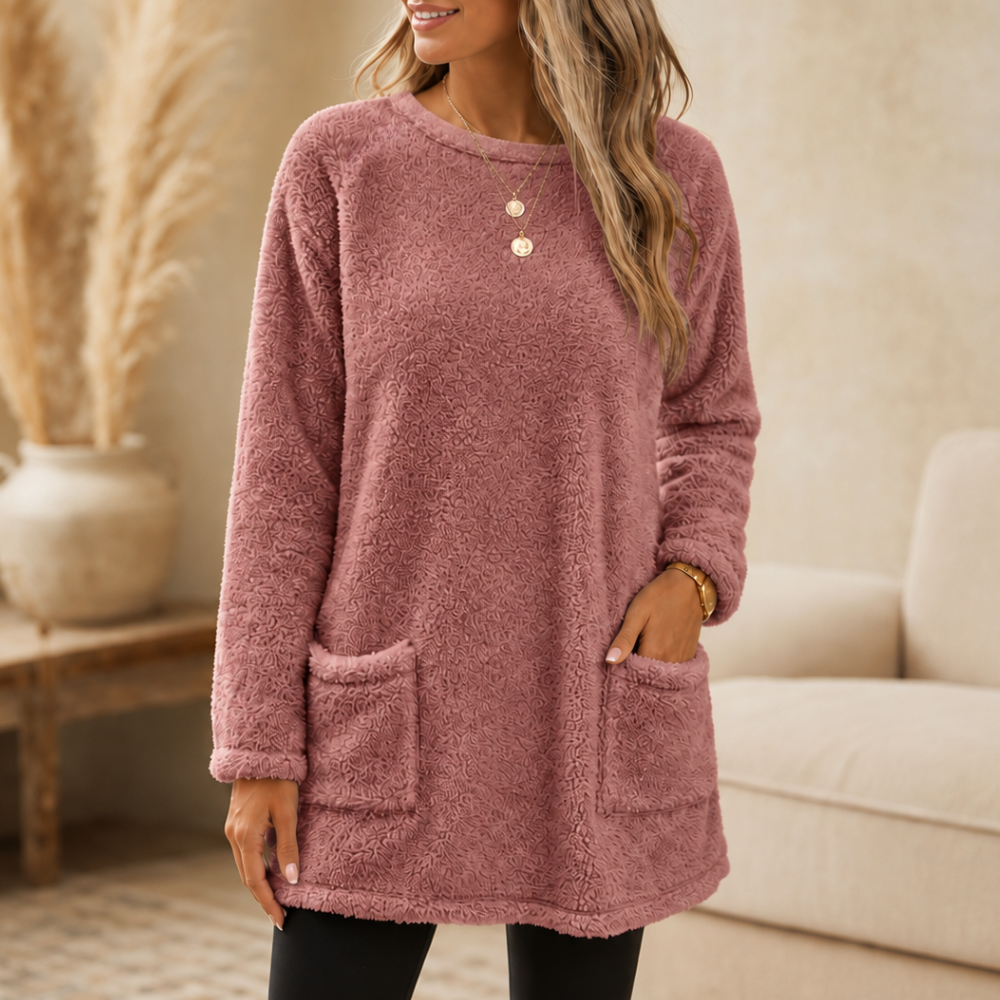 CozyLayer – Brushed-Lining Long-Sleeve Tunic Top
