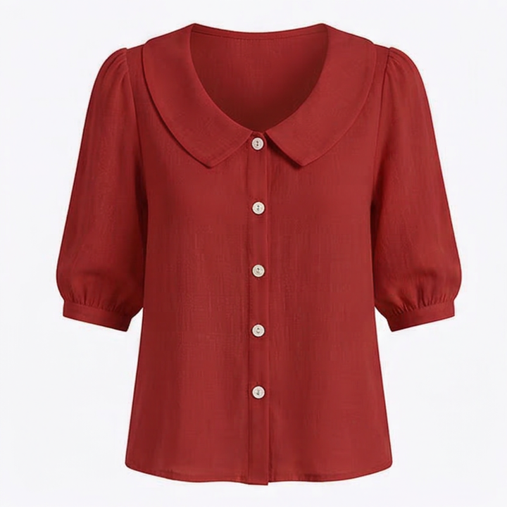 Collara™ – Retro Peter Pan Collar Button Up Blouse