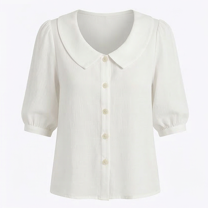 Collara™ – Retro Peter Pan Collar Button Up Blouse