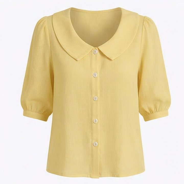 Collara™ – Retro Peter Pan Collar Button Up Blouse