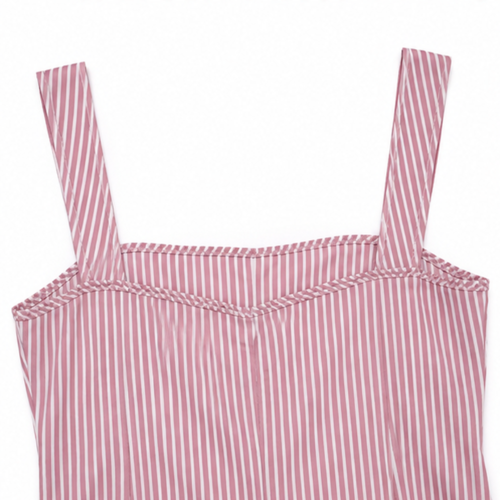 Wearbella – Striped Adjustable Strap High-Waist Jumpsuit
