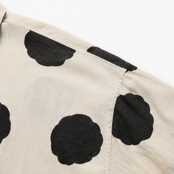 Marelle – Polka Dot Cotton-Linen V-Neck Blouse