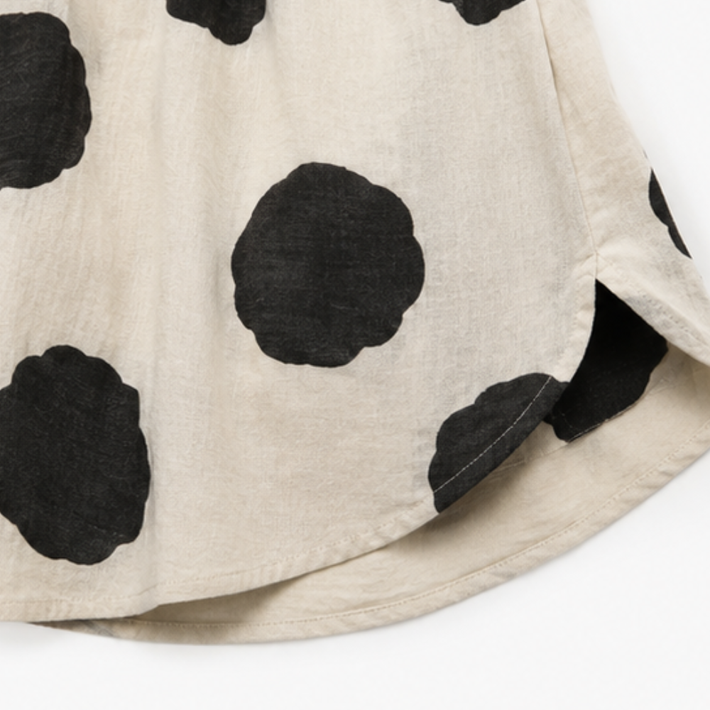 Marelle – Polka Dot Cotton-Linen V-Neck Blouse