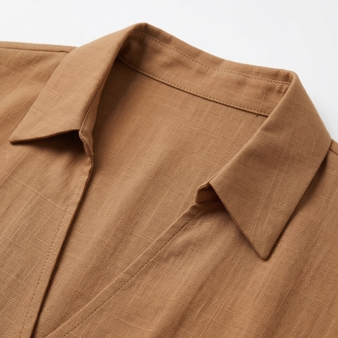 Solara™ – Linen Look Wrap Collar Romper