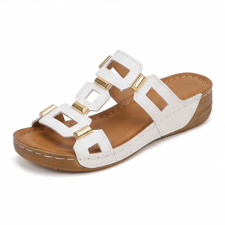 BellaArch™ Cushioned Wedge Sandals with Gold Strap Detail