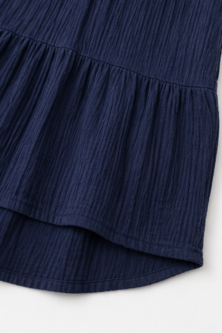 Fallwell – Crinkle Tiered Long Sleeve Tunic Top