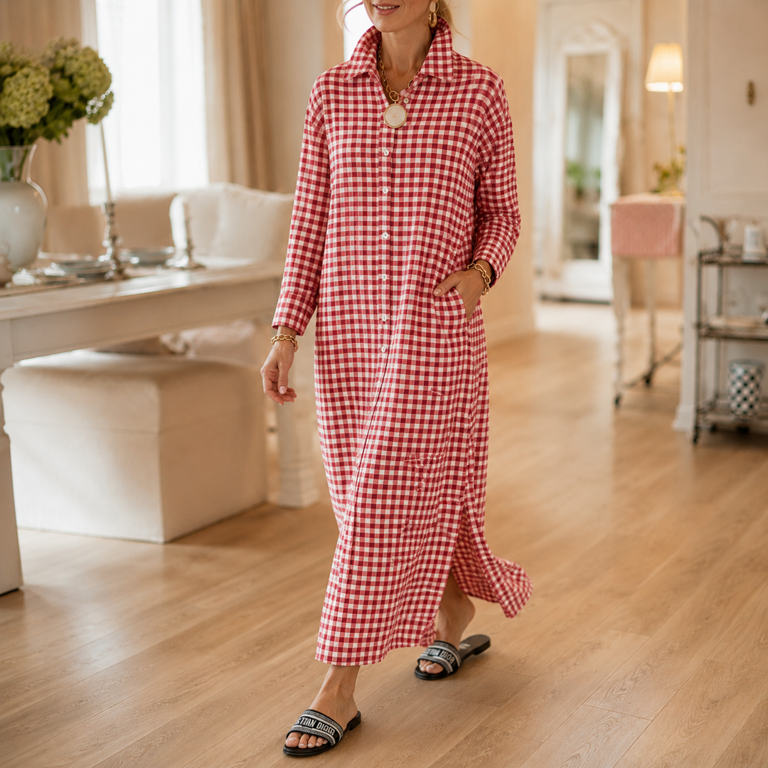 maxi shirt dress with slits Women's Striped High Slit Maxi Shirt Dress | The Nichole Collection