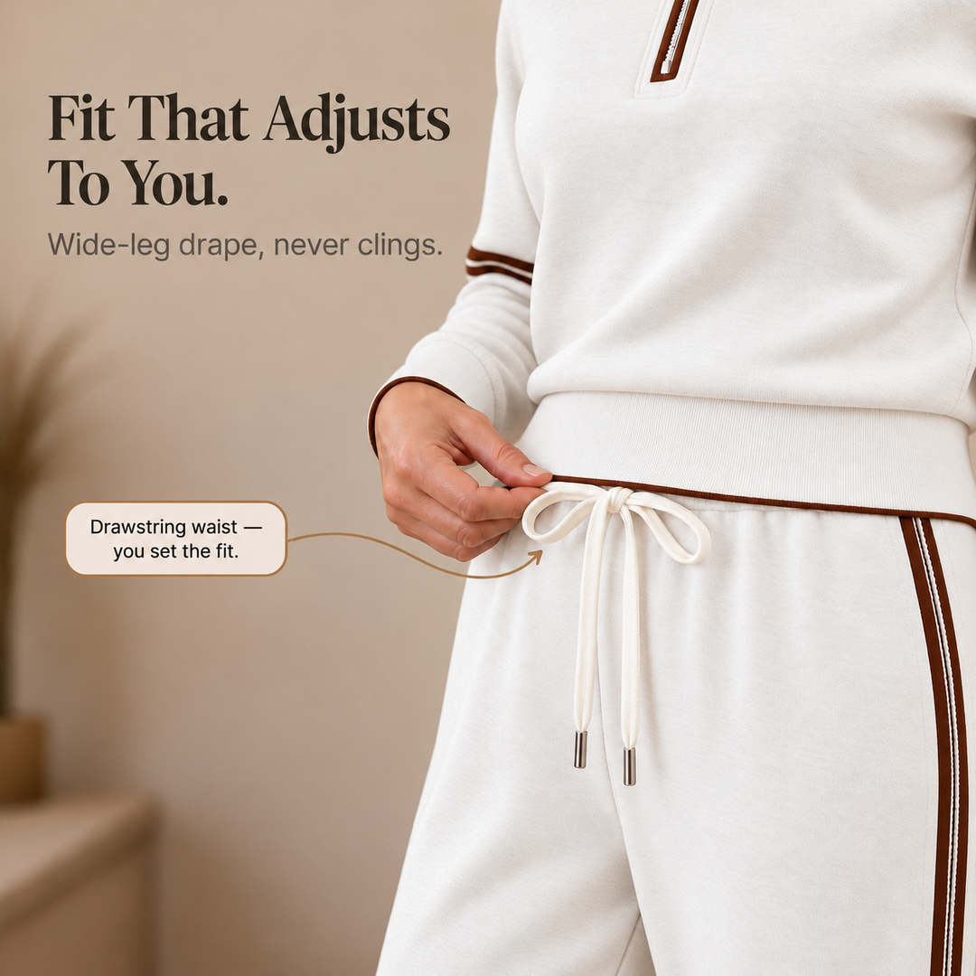 Wearbella – Striped Half-Zip Wide-Leg Lounge Set