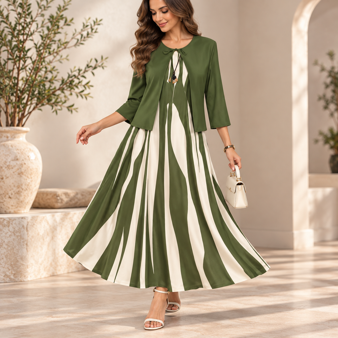 Linea Grace – Geometric Print Jacket And Maxi Dress Set