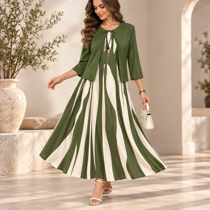 Linea Grace – Geometric Print Jacket And Maxi Dress Set