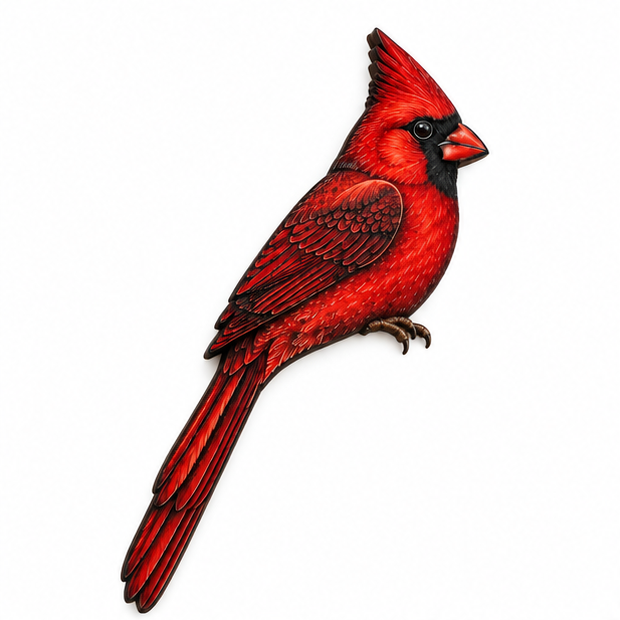 Perch & Feather – Cardinal Branch Metal Bird Décor