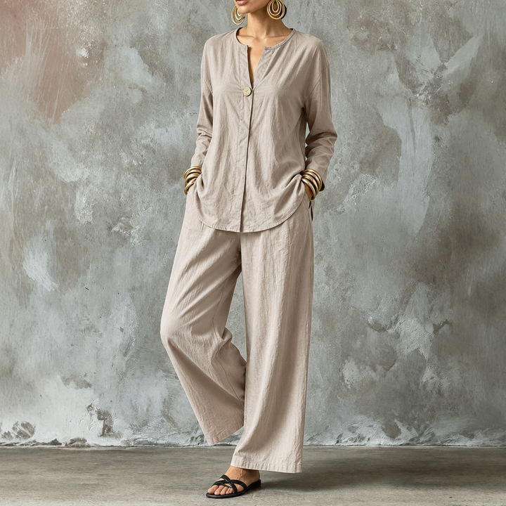 Wearbella – Wide-Leg Pants And Shirt Two-Piece Set