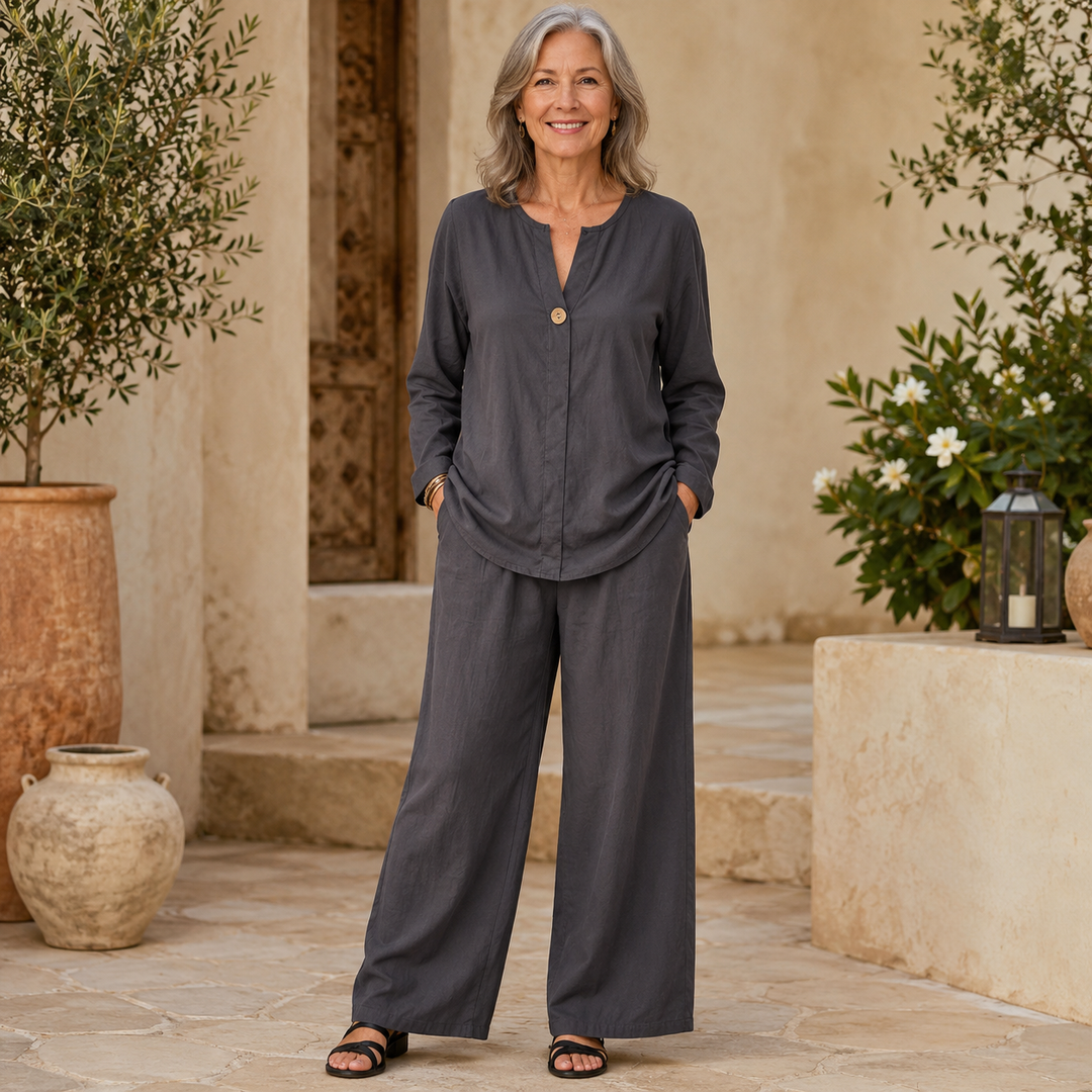 Wearbella – Wide-Leg Pants And Shirt Two-Piece Set