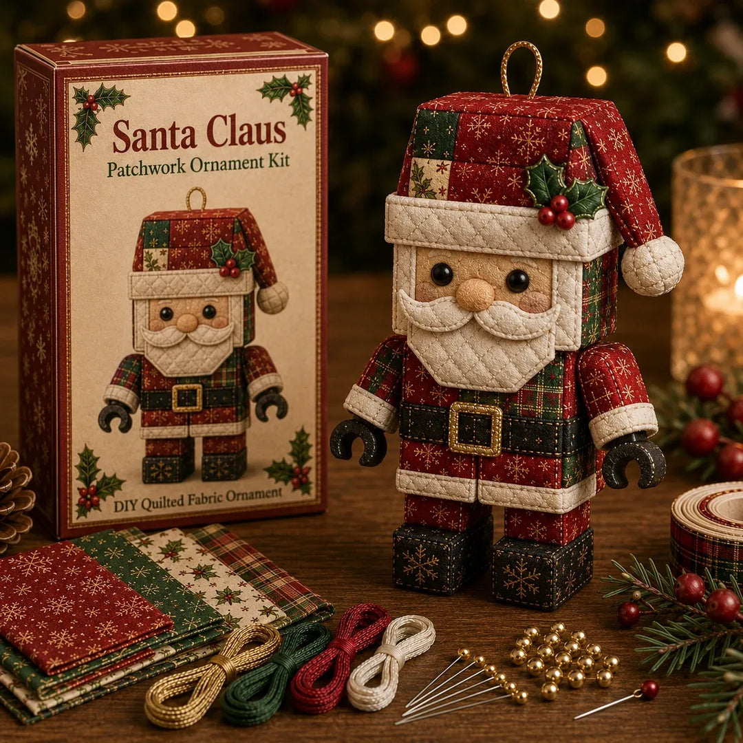 Patchtrim – No-Sew Patchwork Santa Ornament Kit
