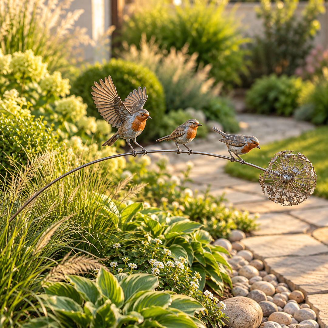 Robinbloom – Robin And Flower Garden Stake