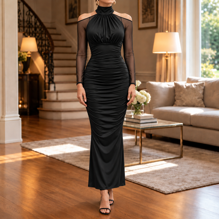 Elarian – Sheer Cold-Shoulder Mermaid Gown
