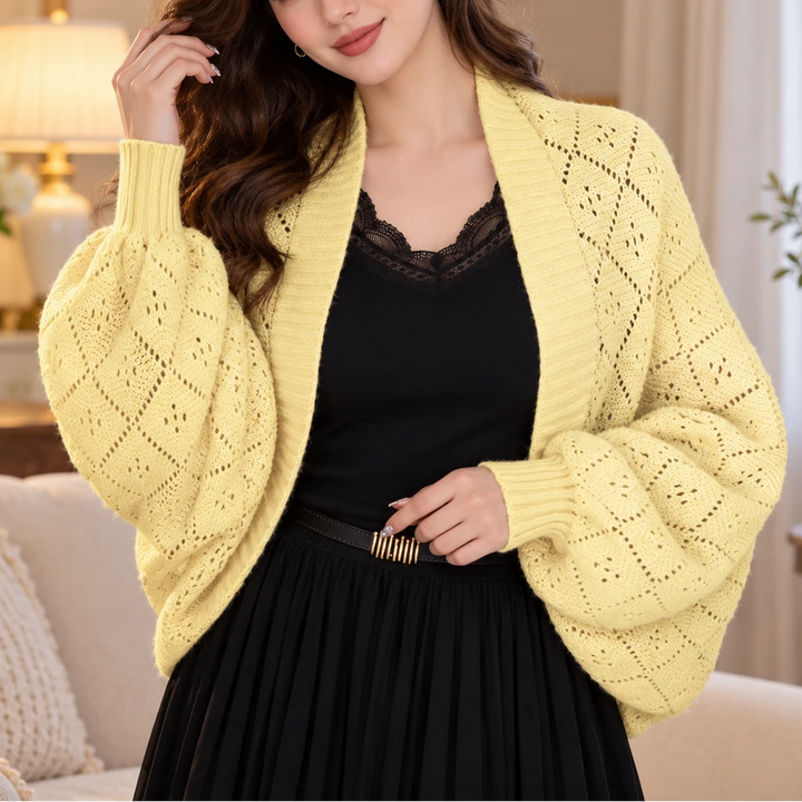 Gridelle – Grid-Knit Batwing Scarf Cardigan