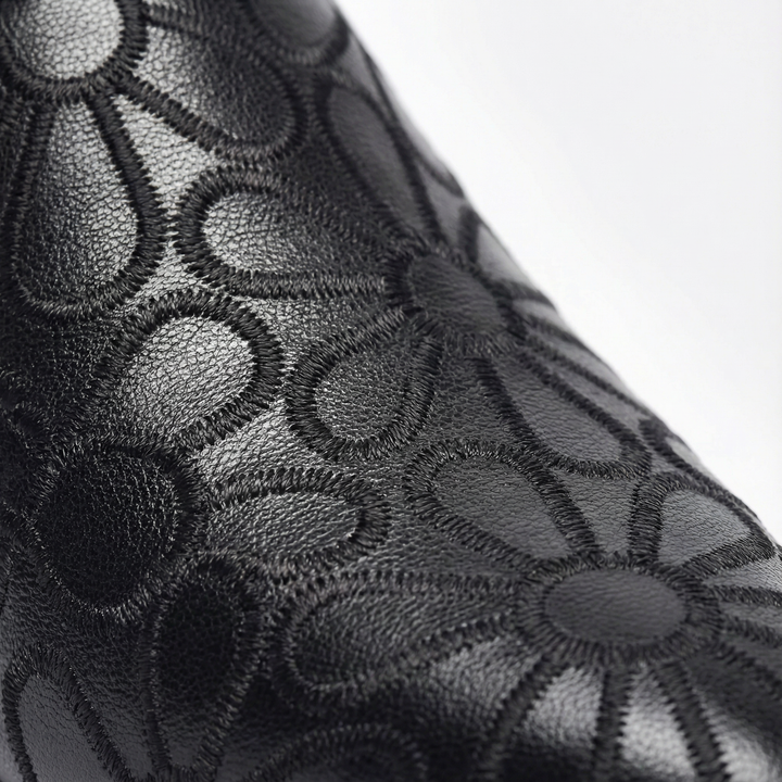 Floressa™ – Embroidered Leather Pumps with Cushioned Heel