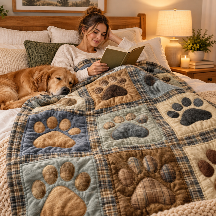 Pawhaven – Paw Print Flannel Throw Blanket