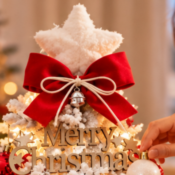 Everpine – Pre-Decorated Snow-Flocked Tabletop Christmas Tree