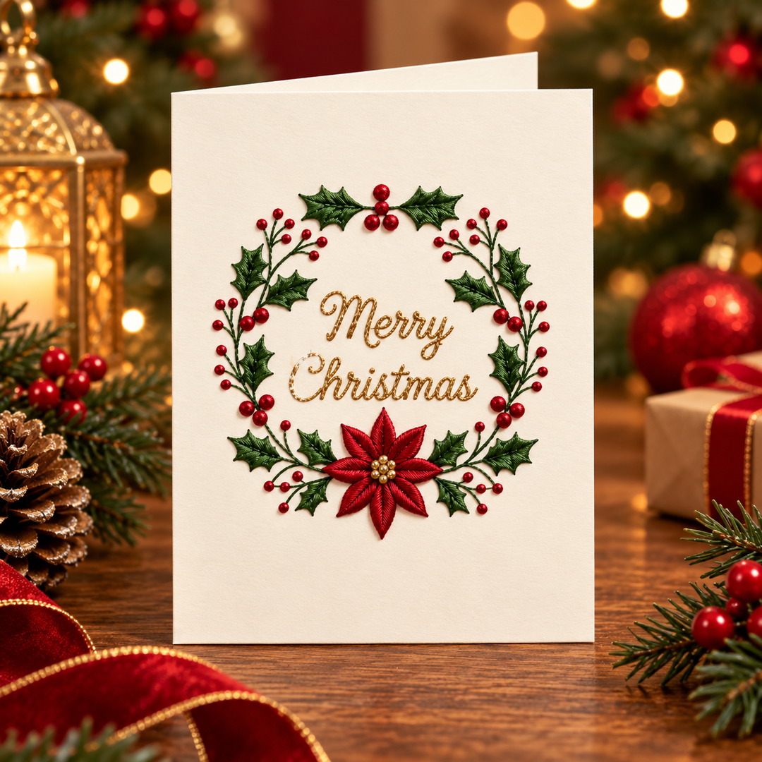 Stitchmas – Printed Pattern Christmas Embroidery Card Kit