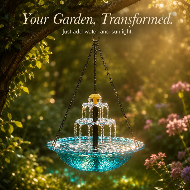 Avelora™ – Solar Hanging Bird Bath Fountain with Two-Tier Cascade