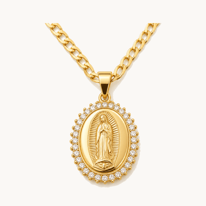 Aluminé™ – Virgen de Guadalupe Gold Medallion Necklace Gold